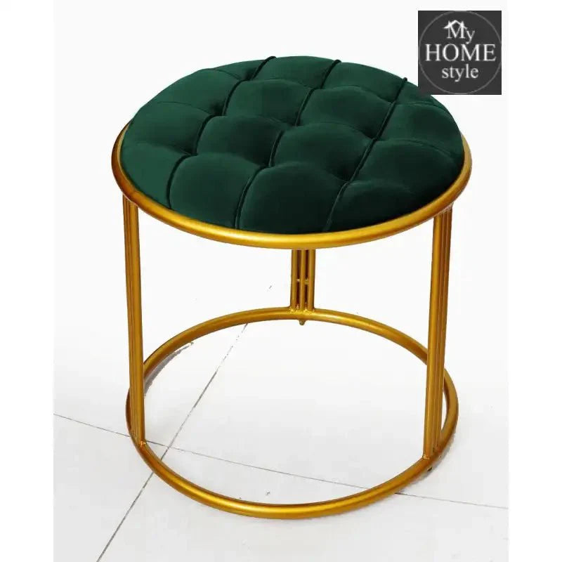 Luxury Velvet Round Stool With Steel Stand -899