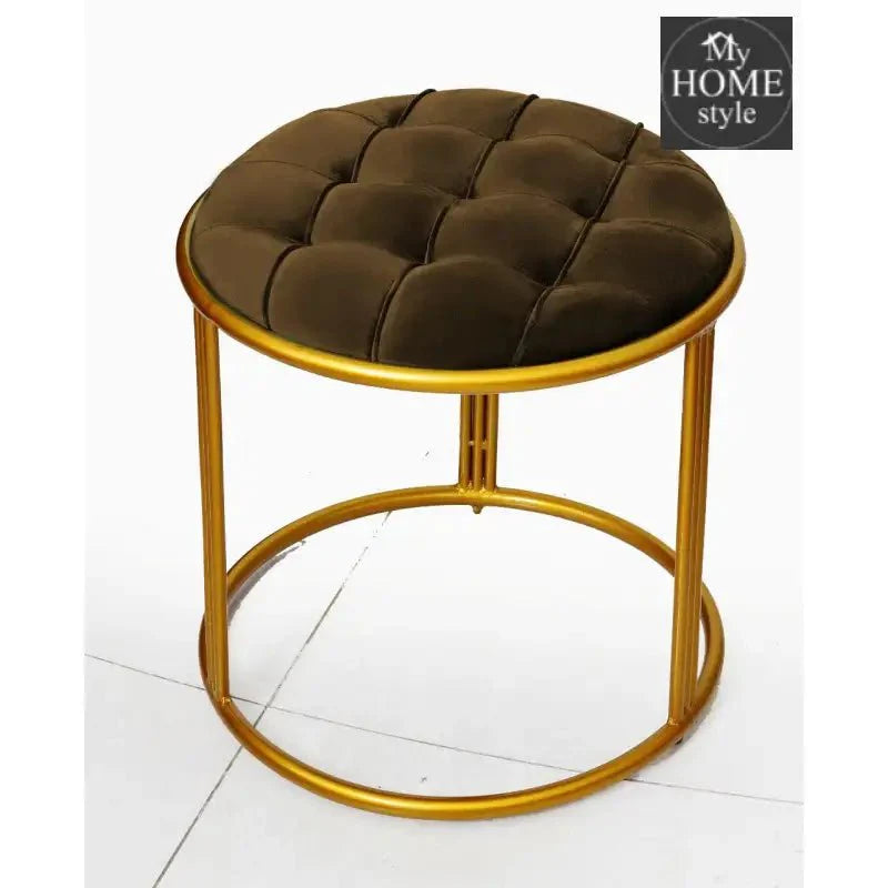 Luxury Velvet Round Stool With Steel Stand -900