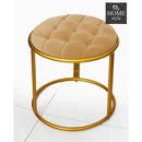 Luxury Velvet Round Stool With Steel Stand -901