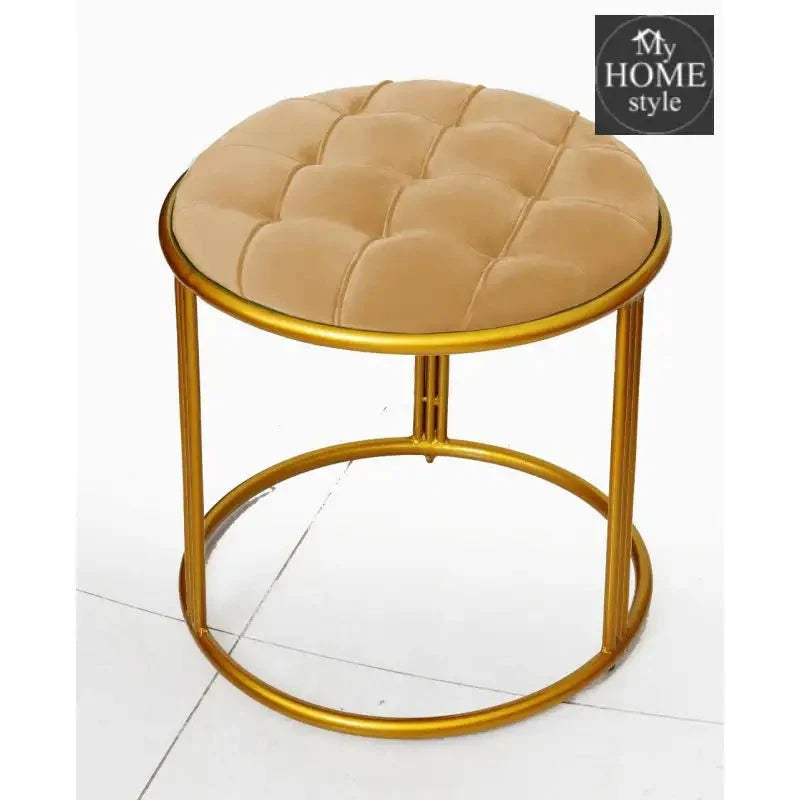 Luxury Velvet Round Stool With Steel Stand -901
