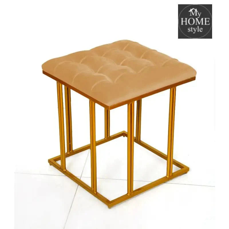 Luxury Velvet Square Stool With Steel Stand -902