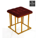 Luxury Velvet Square Stool With Steel Stand -903