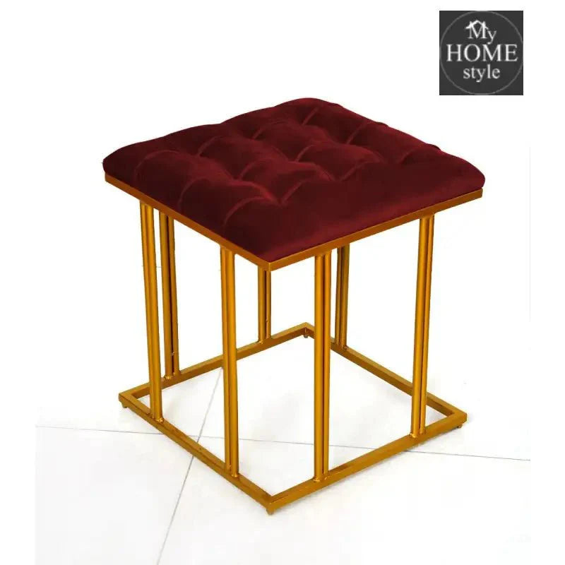 Luxury Velvet Square Stool With Steel Stand -903