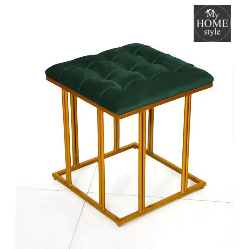 Luxury Velvet Square Stool With Steel Stand -904
