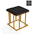 Luxury Velvet Square Stool With Steel Stand -905