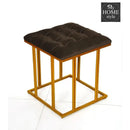 Luxury Velvet Square Stool With Steel Stand -906