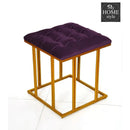 Luxury Velvet Square Stool With Steel Stand -907