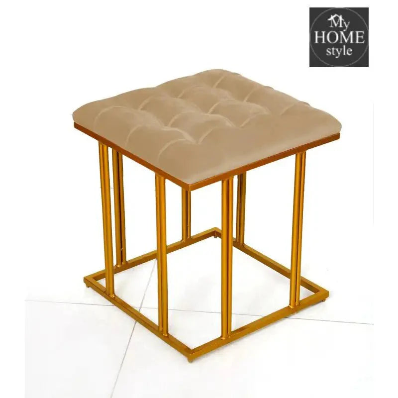 Luxury Velvet Square Stool With Steel Stand -908