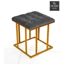 Luxury Velvet Square Stool With Steel Stand -910