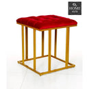 Luxury Velvet Square Stool With Steel Stand -911