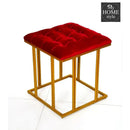 Luxury Velvet Square Stool With Steel Stand -911