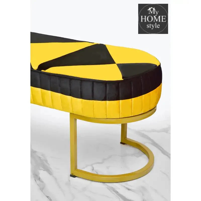 Luxury Velvet Wooden stool 3 Seater With Steel Stand -1257