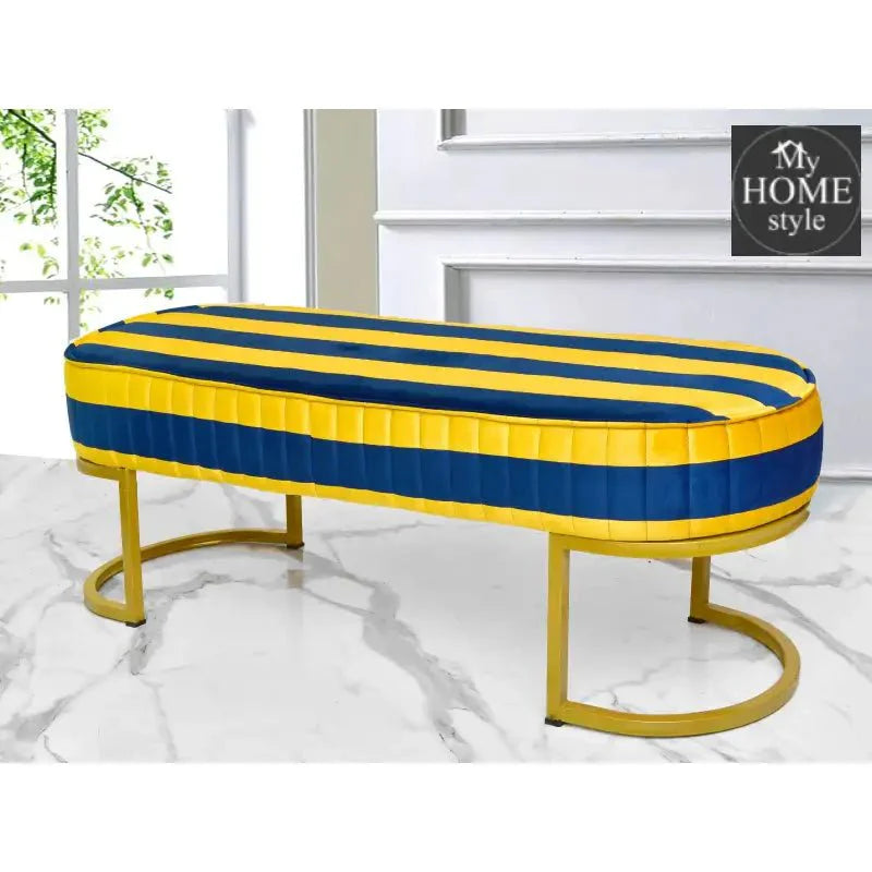Luxury Velvet Wooden stool 3 Seater With Steel Stand -1258
