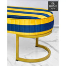 Luxury Velvet Wooden stool 3 Seater With Steel Stand -1258