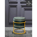 Luxury Wooden Round stool Embroidered With Steel Stand -1157