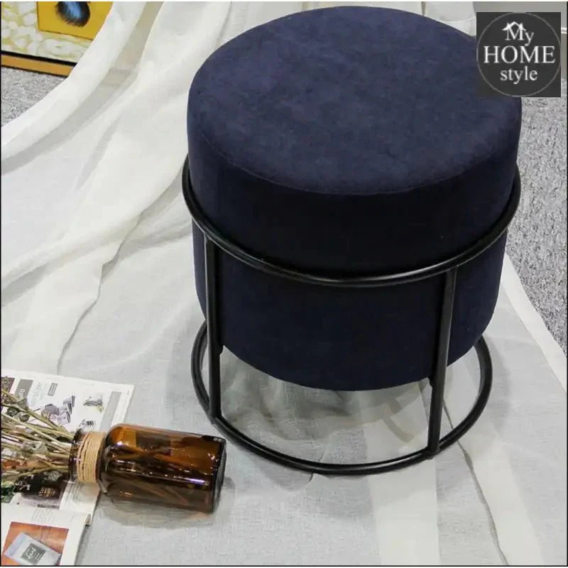 Luxury Wooden Round stool With Steel Stand -1129