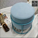 Luxury Wooden Round stool With Steel Stand -1130