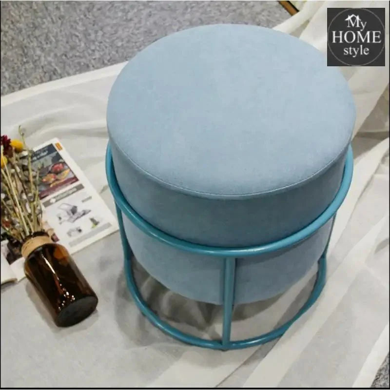 Luxury Wooden Round stool With Steel Stand -1130