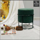 Luxury Wooden Round stool With Steel Stand -1131