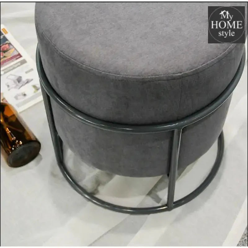 Luxury Wooden Round stool With Steel Stand -1132