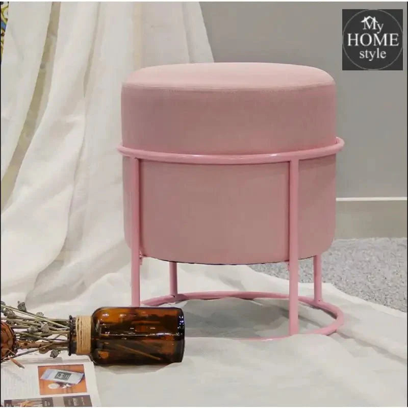 Luxury Wooden Round stool With Steel Stand -1134