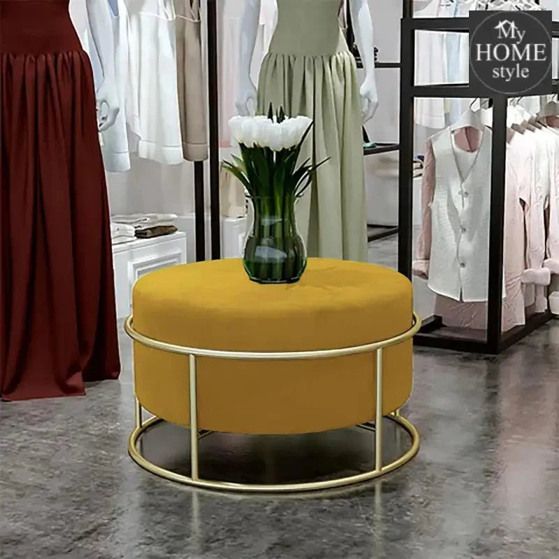 Luxury Wooden Round stool With Steel Stand -299