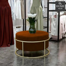 Luxury Wooden Round stool With Steel Stand -301