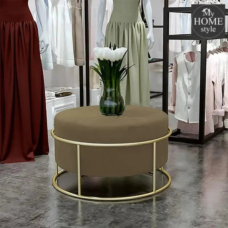 Luxury Wooden Round stool With Steel Stand -302