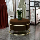Luxury Wooden Round stool With Steel Stand -303