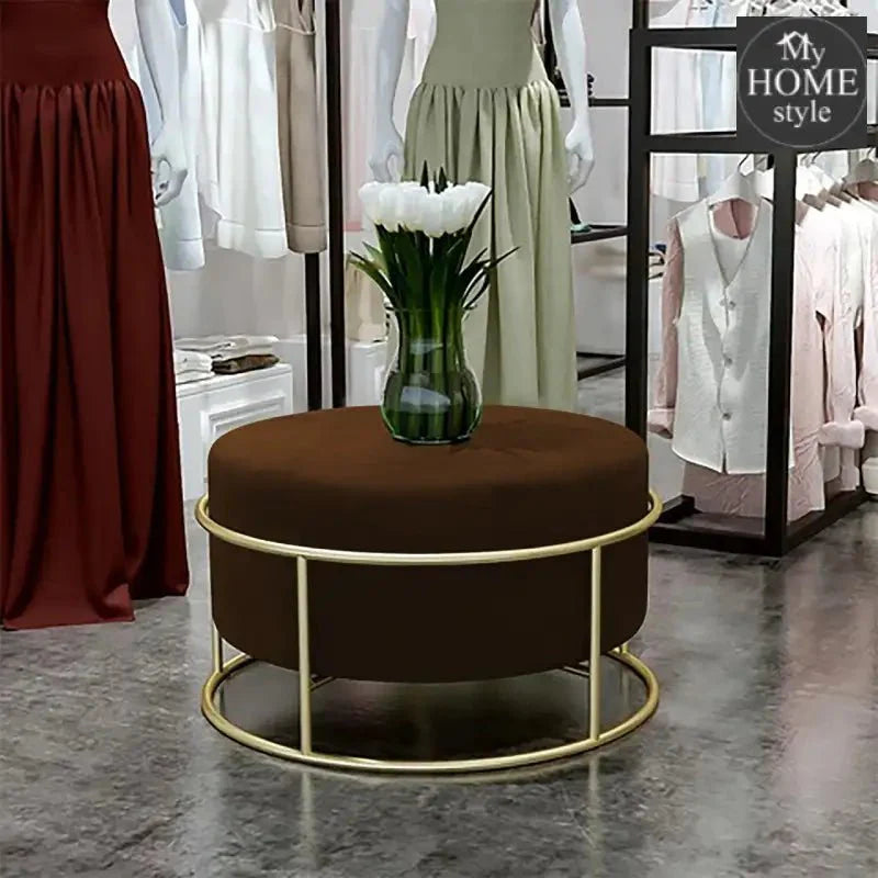 Luxury Wooden Round stool With Steel Stand -303