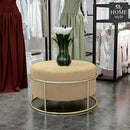 Luxury Wooden Round stool With Steel Stand -304