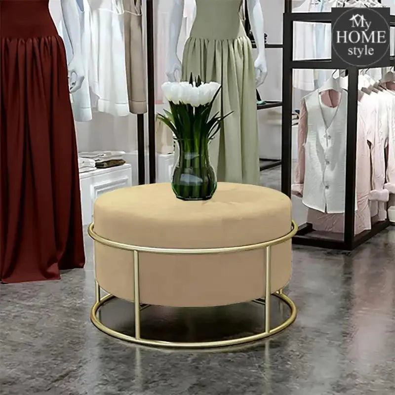 Luxury Wooden Round stool With Steel Stand -304