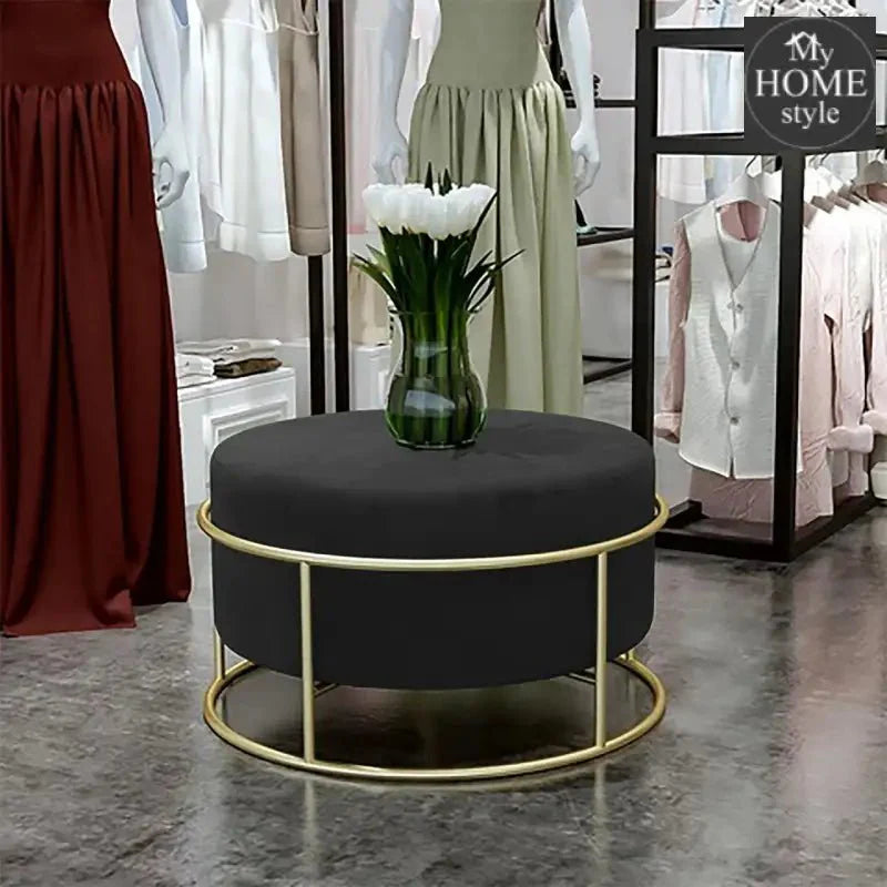 Luxury Wooden Round stool With Steel Stand -305