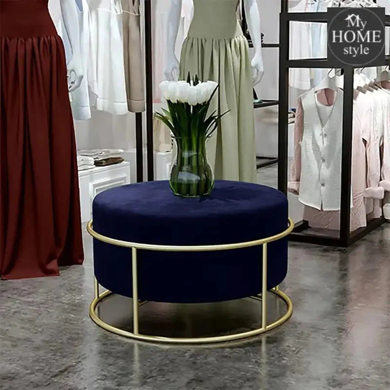 Luxury Wooden Round stool With Steel Stand -306