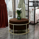 Luxury Wooden Round stool With Steel Stand -307
