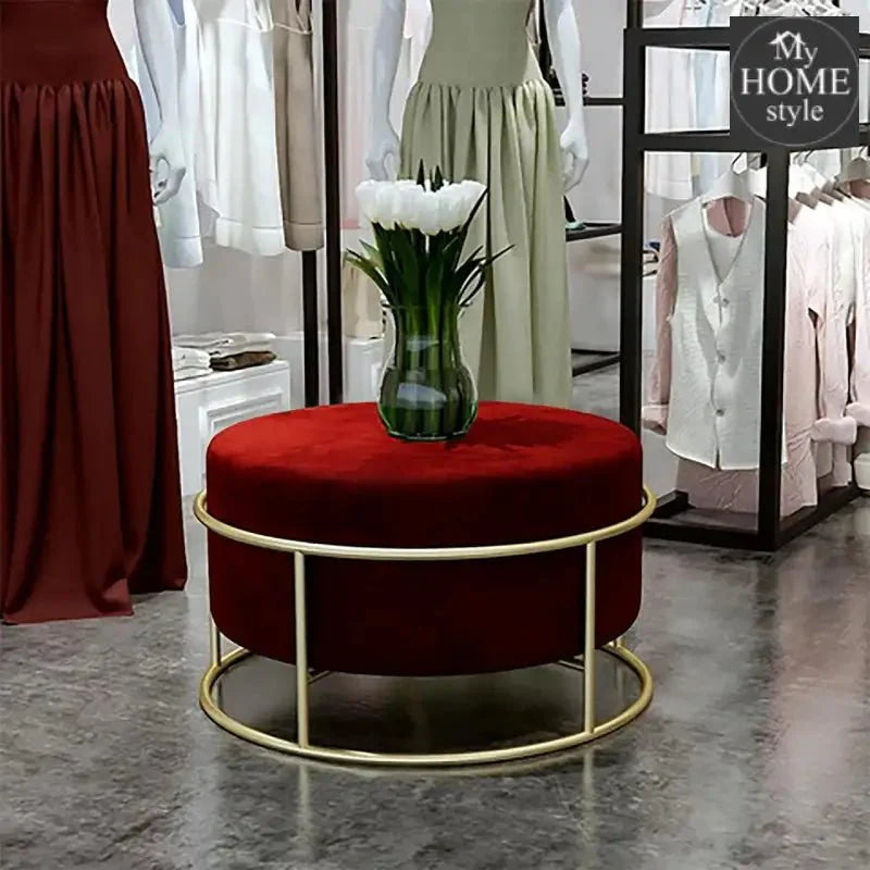 Luxury Wooden Round stool With Steel Stand -308