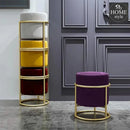 Luxury Wooden Round stool With Steel Stand -310