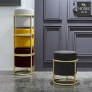 Luxury Wooden Round stool With Steel Stand -311