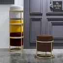 Luxury Wooden Round stool With Steel Stand -317
