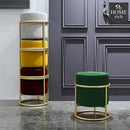 Luxury Wooden Round stool With Steel Stand -320