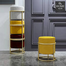 Luxury Wooden Round stool With Steel Stand -321