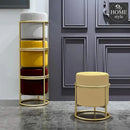 Luxury Wooden Round stool With Steel Stand -322