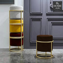 Luxury Wooden Round stool With Steel Stand -323