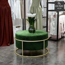 Luxury Wooden Round stool With Steel Stand -337