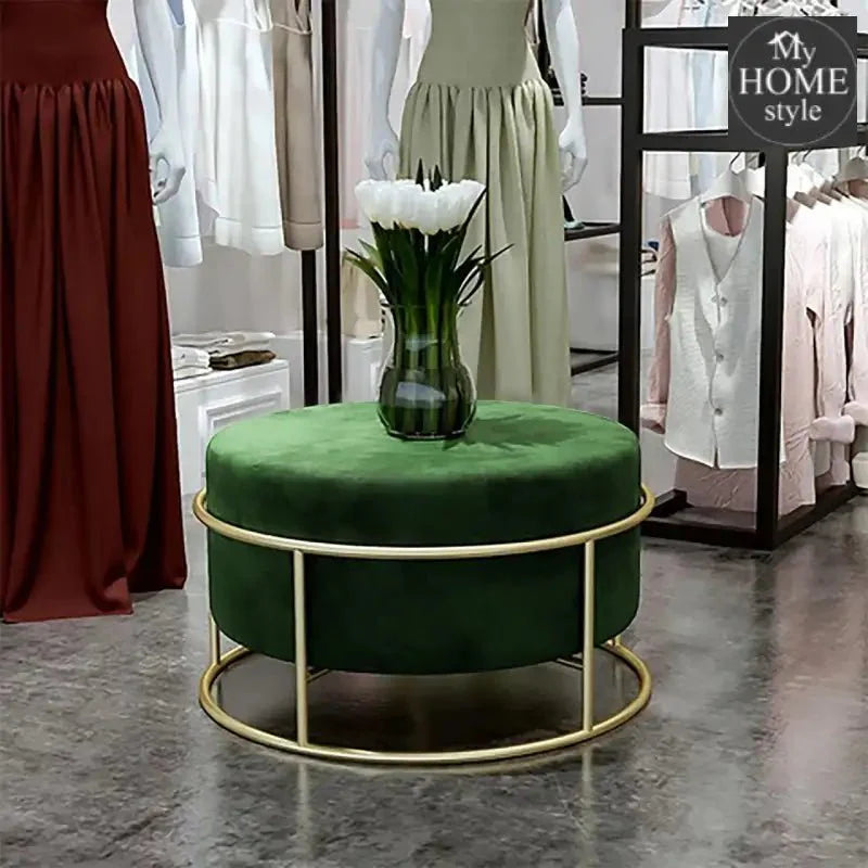 Luxury Wooden Round stool With Steel Stand -337