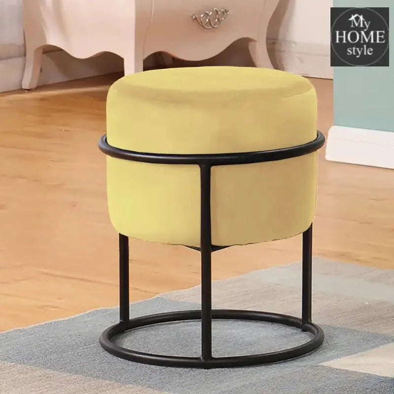 Luxury Wooden Round stool With Steel Stand -338