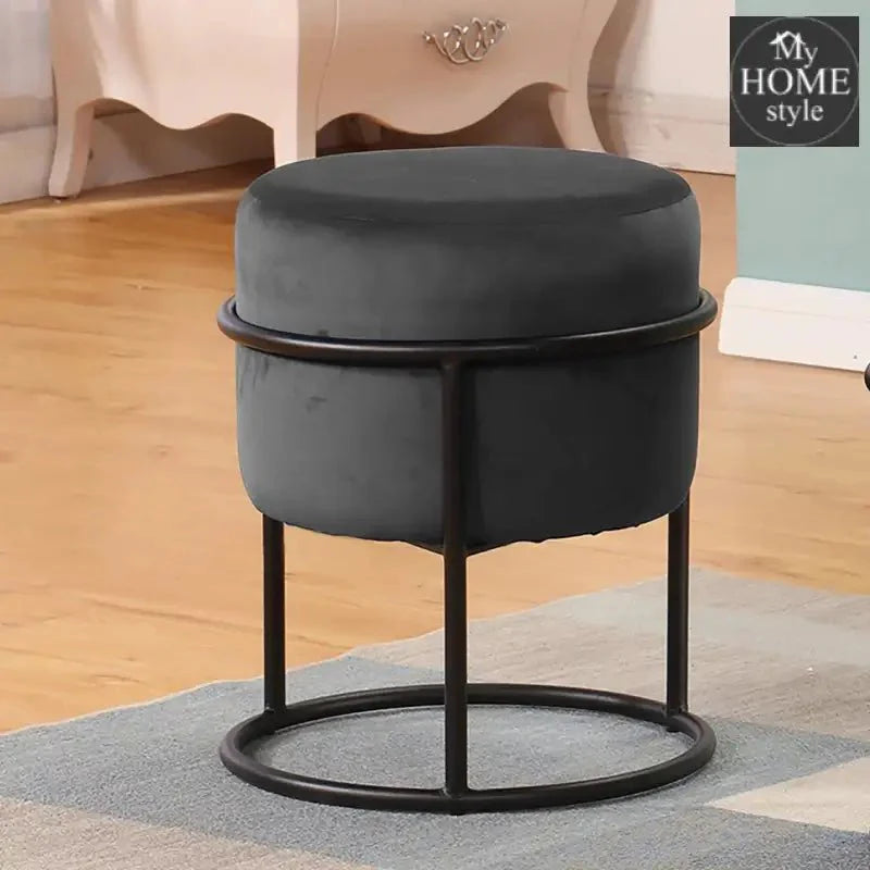 Luxury Wooden Round stool With Steel Stand -344