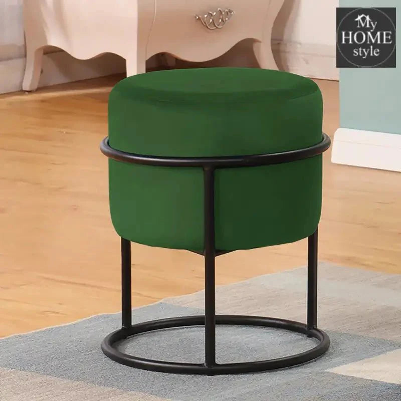 Luxury Wooden Round stool With Steel Stand -348