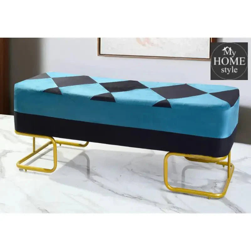 Luxury Wooden stool 3 Seater Printed With Steel Stand -1171