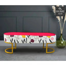 Luxury Wooden stool 3 Seater Printed With Steel Stand -1174